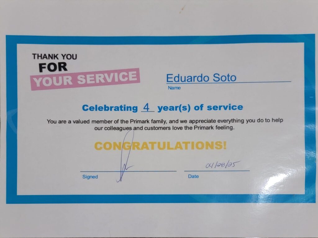 4 years of service 4 years of service